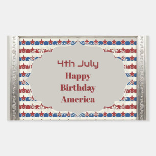 4th July Happy Birthday America Stars And Stripes Sticker