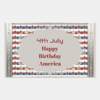 4th July Happy Birthday America Stars And Stripes Sticker