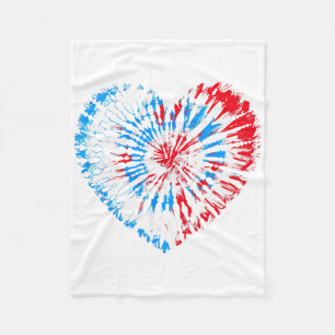 4th July Heart Tie Dye American Usa Flag Boys Girl Fleece Blanket