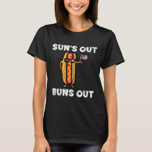 4th July Hotdog Us Flag Suns Out Funny America Wom T-Shirt