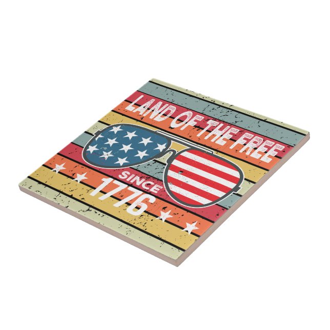4th July Independence Day 1776 Vintage Tile (Side)