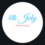 4th July independence day add name text custom Classic Round Sticker<br><div class="desc">Design</div>