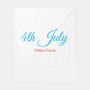 4th July independence day add name text custom Fleece Blanket