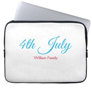 4th July independence day add name text custom Laptop Sleeve