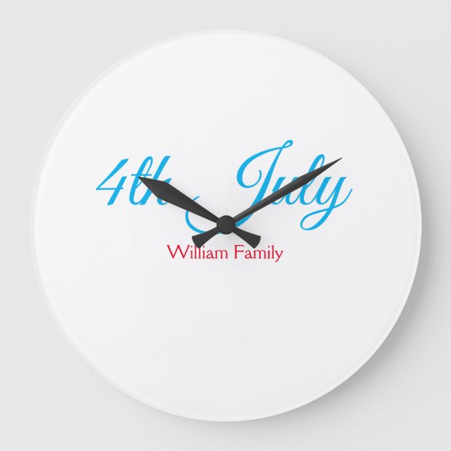 4th July independence day add name text custom Large Clock (Front)