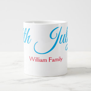 4th July independence day add name text custom Large Coffee Mug