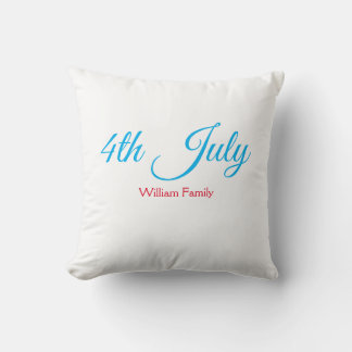 4th July independence day add name text custom Throw Pillow