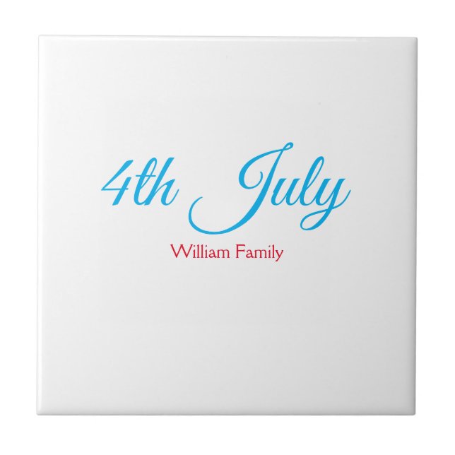 4th July independence day add name text custom Tile (Front)