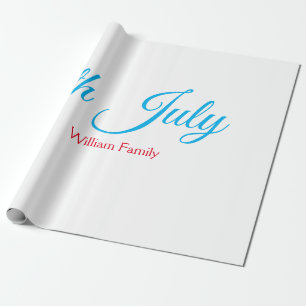 4th July independence day add name text custom Wrapping Paper