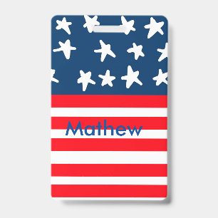 4th july independence day add name text US flag Badge