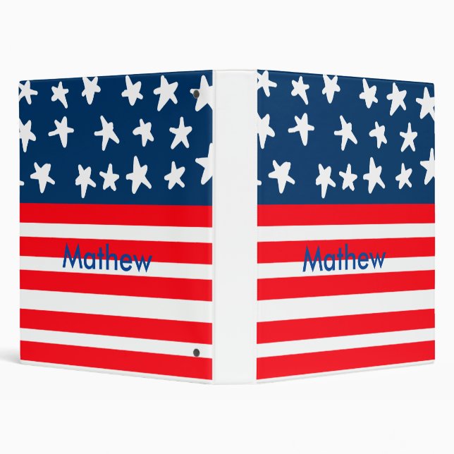4th july independence day add name text US flag Binder (Background)