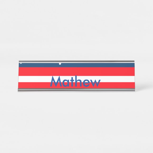 4th july independence day add name text US flag Desk Name Plate (Front)