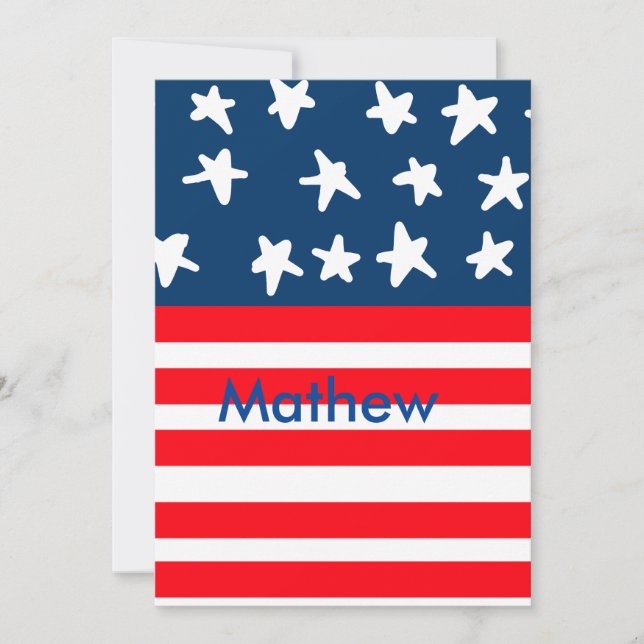 4th july independence day add name text US flag Invitation (Front)