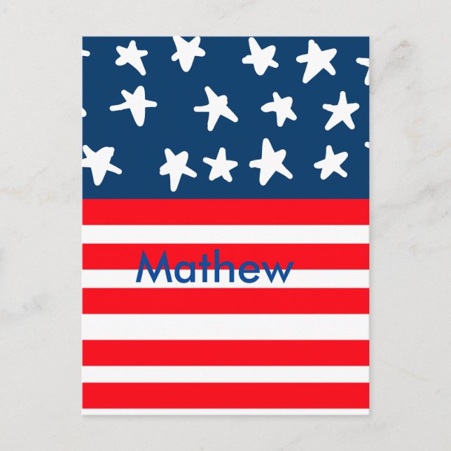 4th july independence day add name text US flag Postcard (Front)