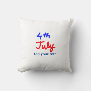 4th july independence day add your text name photo throw pillow