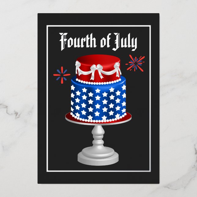 4th July Independence Day BBQ Foil Invitation (Front)