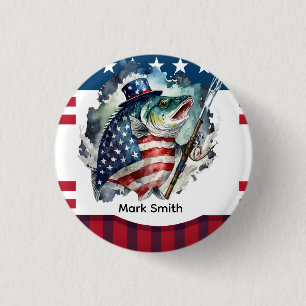 4th July Independence Day for fishing lovers 1 Inch Round Button