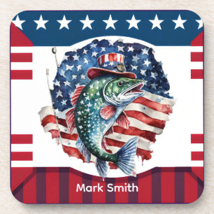 4th July Independence Day for fishing lovers Coaster