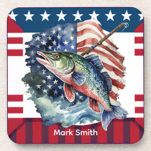 4th July Independence Day for fishing lovers Coaster