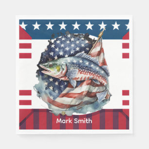 4th July Independence Day for fishing lovers  Napkin