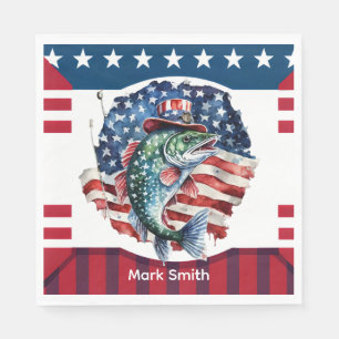 4th July Independence Day for fishing lovers Napkin