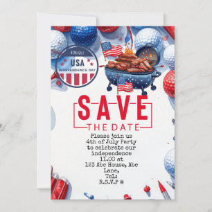  4th July   Independence Day Golfer party   Invitation