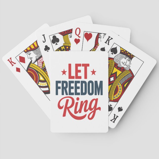 4th July Independence Day Let Freedom Ring Playing Cards (Back)