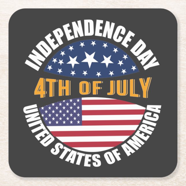 4th July Independence Day   Square Paper Coaster (Front)