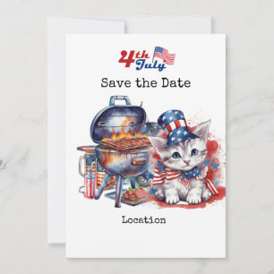 4th July Independence Day with Cat Invitation
