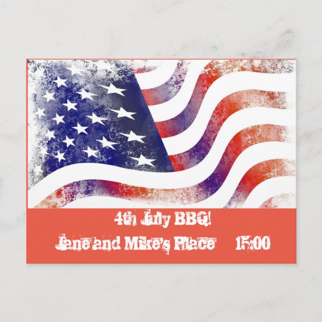 4th July Invitation - Custom message (Front)