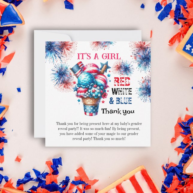 4th July Its a Girl Thank You Card (Creator Uploaded)