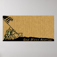 4th July Iwo Jima God Bless America Poster