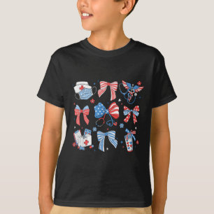 4th July Nurse Coquette Bow Icu Crna Surgical Medi T-Shirt