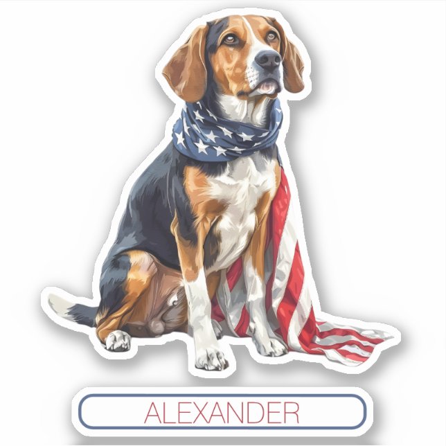 4th July Patriotic Hound Dog Personalized (Front)