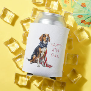 4th July Patriotic Hound Dog Personalized Can Cooler