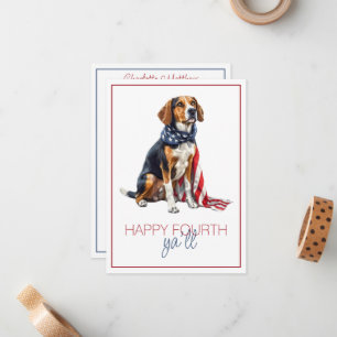 4th July Patriotic Hound Dog Personalized Card