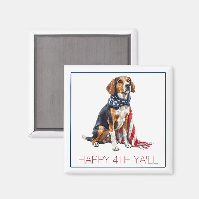 4th July Patriotic Hound Dog Personalized Magnet (Front/Back)