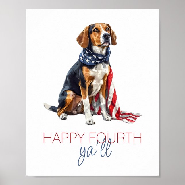 4th July Patriotic Hound Dog Personalized Poster (Front)