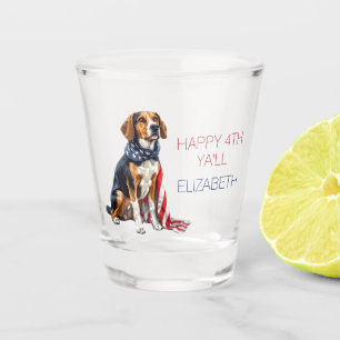 4th July Patriotic Hound Dog Personalized Shot Glass