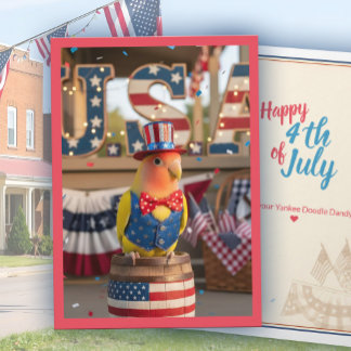4th July Patriotic Lovebird Americana Pet Bird USA Card