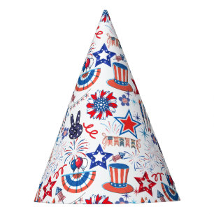 4th July Pattern 01x4 Party Hat