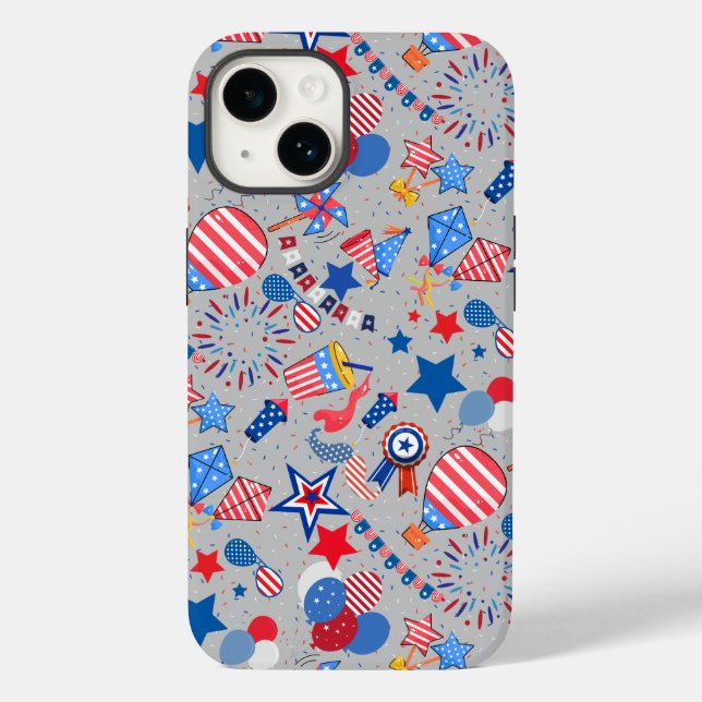 4th July Pattern 04x4 LGrey BG Case-Mate iPhone Case (Back)