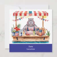 4th July Pool Party with Hippo in Bikini 