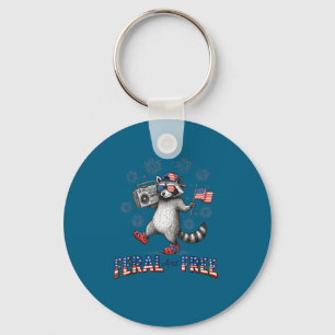 4Th July Racoon Lover Independence Keychain