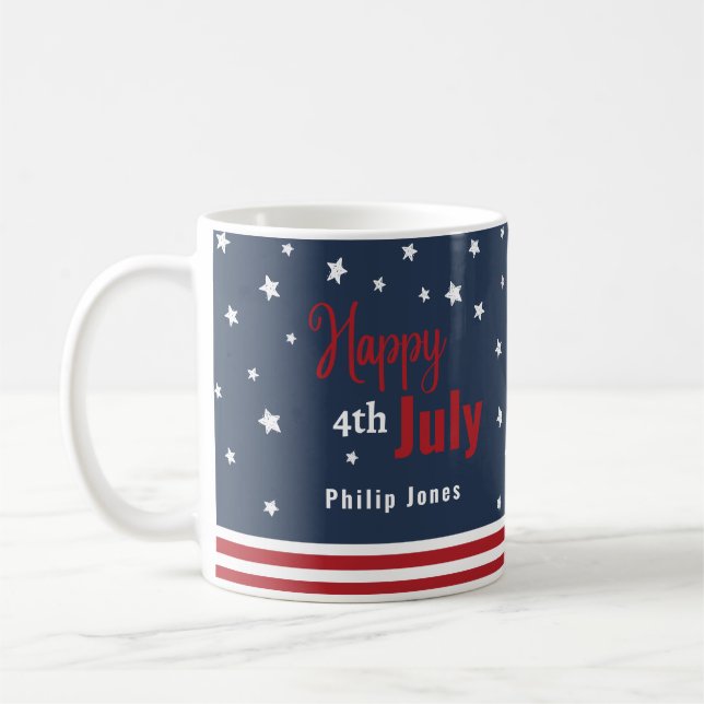 4th july red white and blue gift  coffee mug (Left)