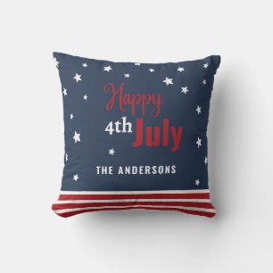 4th july red white and blue gift  throw pillow