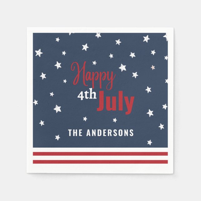 4th july red white and blue party celebration napkin (Front)