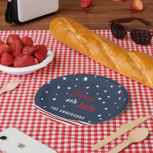 4th july red white and blue party paper plate (Picnic)