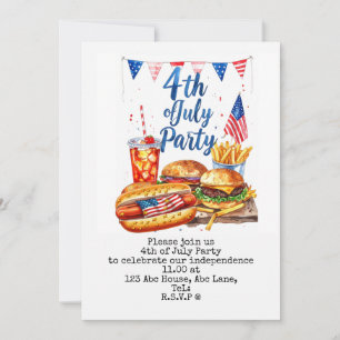  4th July Save the Date  Independence Day party   Invitation