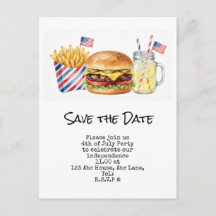4th July Save the Date Independence Day party Postcard